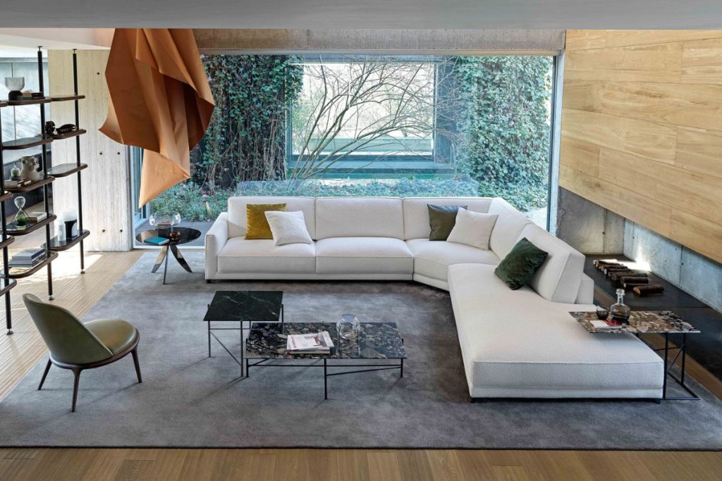 Miglior tessuto per divano BertO in living contemporaneo